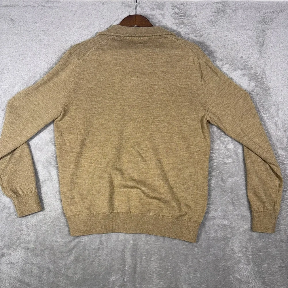 Banana Republic 1/4 Zip Sweater Men's Large Brown Long Sleeve 100% Merino‎ Wool